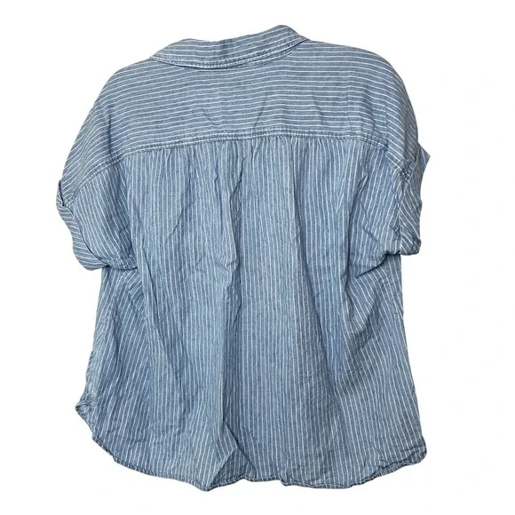 Faherty Breeze Relaxed Short Sleeve Shirt Tried and True Stripe Blue Size M - Picture 2 of 6